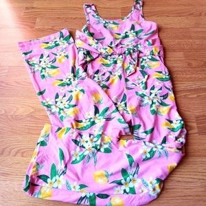NWT girls jumpsuit by Poof Girl, pink floral, sz XL,